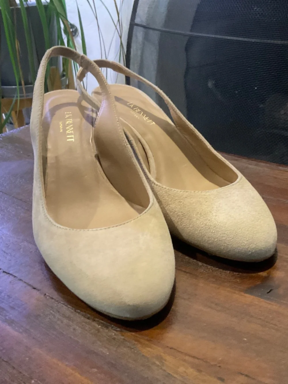 LK Bennett Henny Sling Back Tan Suede Wedge Espadrille EU 38/ US 7-7.5